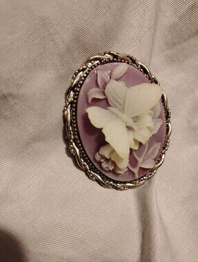3 D Purple And White Brooch